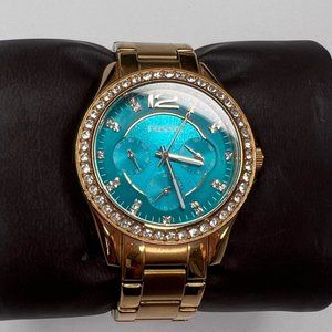 FOSSIL Riley Multi-Function Turquoise Dial Rose Gold-tone Ladies Watch